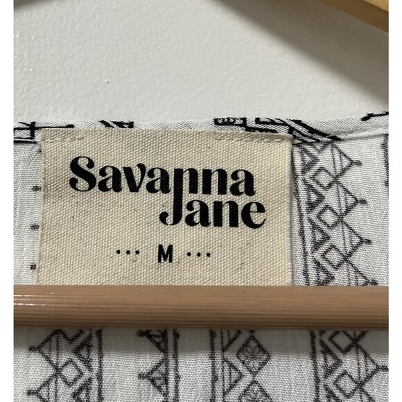 Savanna Jane Floral Embroidered Peasant Blouse Top Size M Black Boho Western - Picture 6 of 7